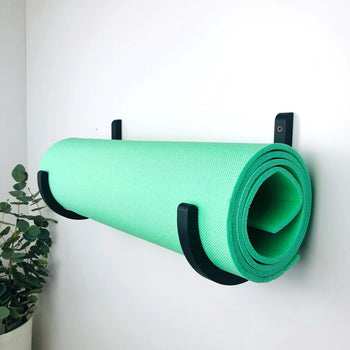 Wooden Yoga Mat Holder for Wall | Black