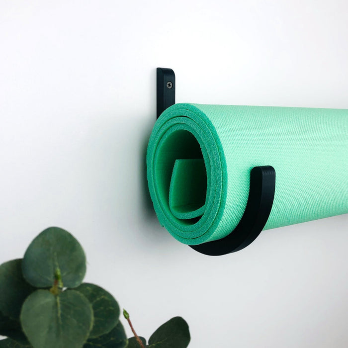 Wooden Yoga Mat Holder for Wall | Black - Even Wood