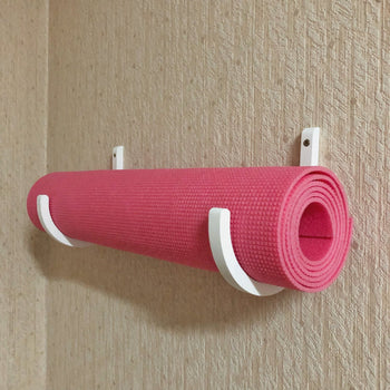 Wooden Yoga Mat Hooks for Wall | White