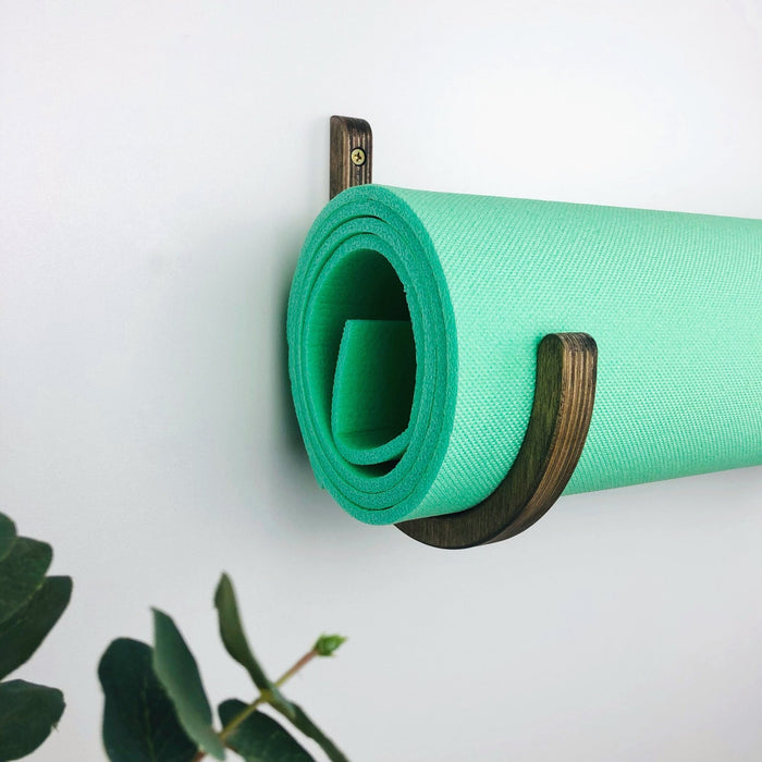 Wooden Yoga Mat Wall Hook Set | Walnut - Even Wood