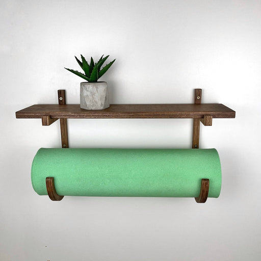 Yoga Mat Storage Rack with Shelf | Walnut - Even Wood