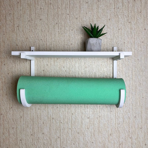 Yoga Mat Wall Holder with Shelf | White - Even Wood