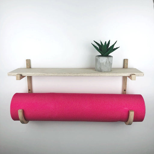 Yoga Mate Wood Wall Organizer with Shelf | Natural - Even Wood