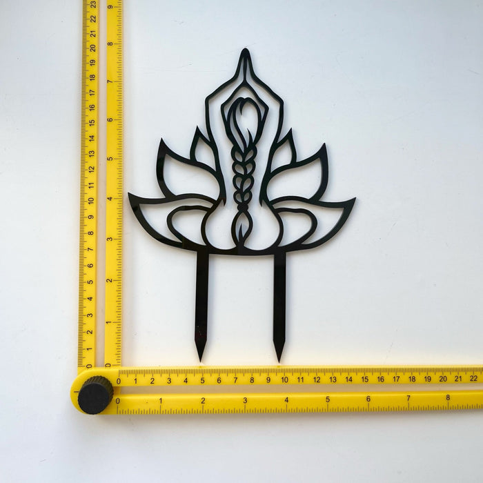 Yoga Woman in Lotus Pose Plant Trellis | Black - Even Wood